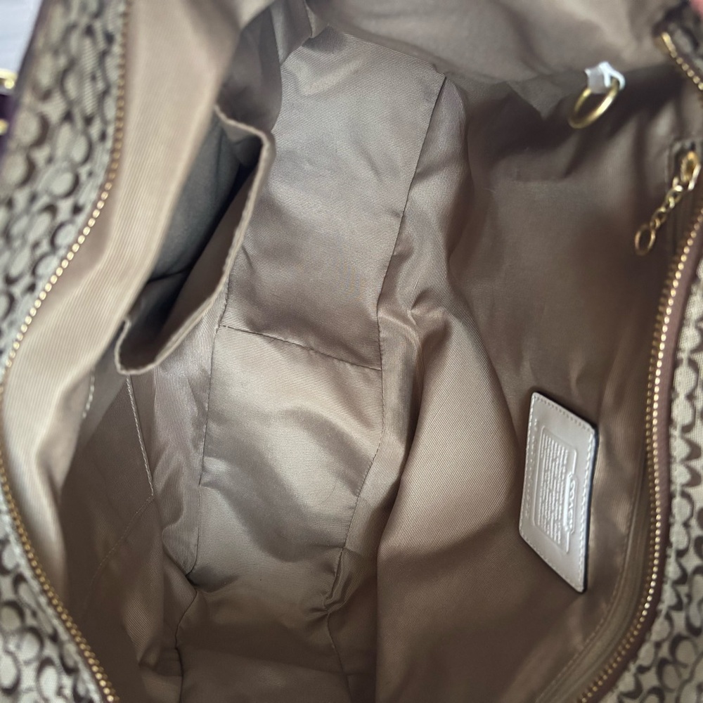Coach Vintage Studded Signature C Shoulder Bag Tote Large Brown Burgundy Leather - Picture 14 of 14